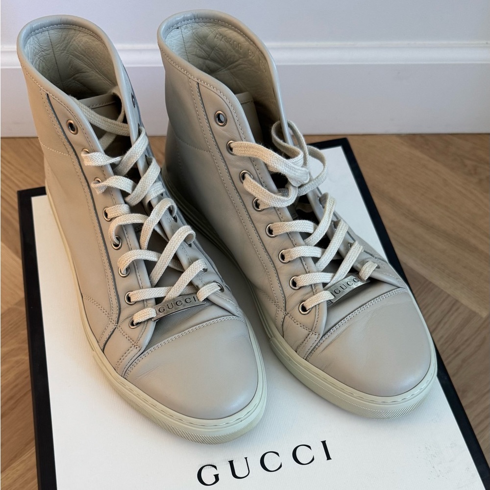 Authentic Gucci Cream Leather High-Tops